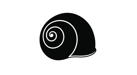 A minimalist black and white illustration of a snail shell © Asif