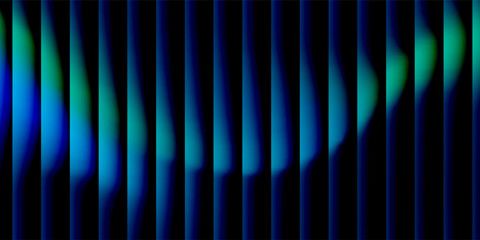 3d render, dynamic abstract geometric stripes in blue and green gradient on a black background © muhammad