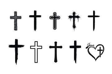 Fototapeta premium Christian Cross Symbol Collection On White Background