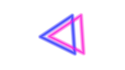 Fototapeta premium Neon Triangle Arrow Left Blue and Pink Geometric Futuristic Shape on White Background