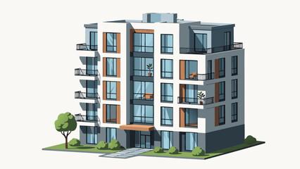 Modern apartment building with sleek design and balconies