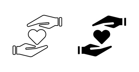 Charity Hand Holding Heart Care Line Icon