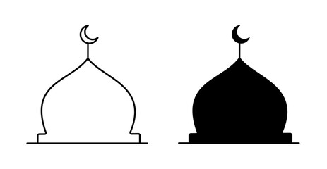 Mosque Dome Islamic Architecture Line Icon