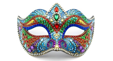Vibrant venetian masquerade mask with colorful beads and sequins