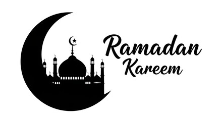Obraz premium Ramadan kareem greeting with mosque silhouette