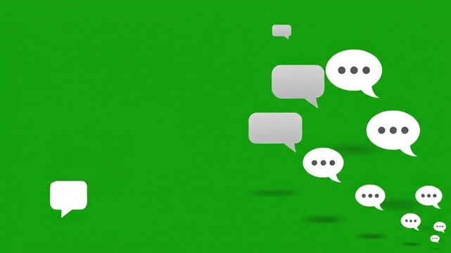 Animated speech bubbles on a vibrant green backdrop for communication