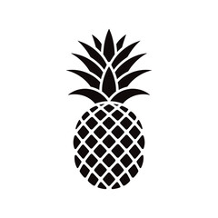 Simple black silhouette of a pineapple with detailed textured body © firoj