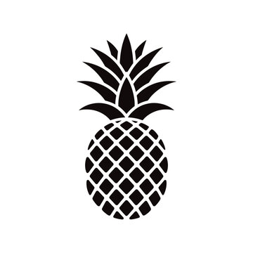Simple black silhouette of a pineapple with detailed textured body