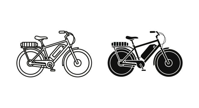 Electric bicycle icon, representing sustainable transportation, eco-friendly commuting, and modern cycling.
