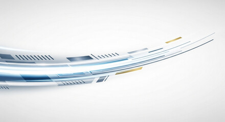 A closeup view of a curved, metallic object with blue and gold accents