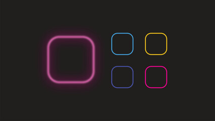 Neon Glowing Rounded Square Outlines for UI Design