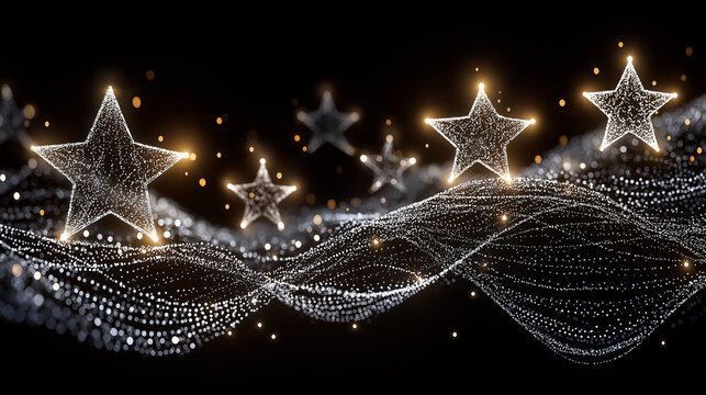 Stardust Symphony: A captivating arrangement of twinkling stars, delicately woven against a backdrop of flowing particles, creating a sense of ethereal beauty and cosmic wonder.