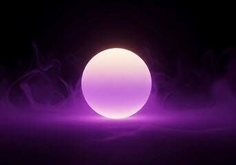 Mysterious Glowing Orb with Purple Haze and Smoke Effect on Dark Background