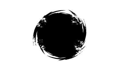 Black Circle Brush Stroke Mark.