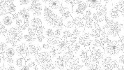 Floral Pattern Line Art Design. © Payu