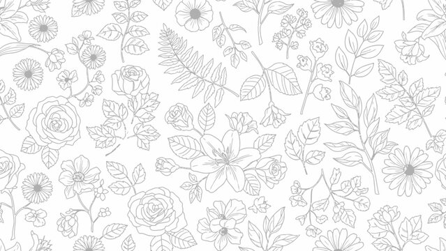 Floral Pattern Line Art Design.