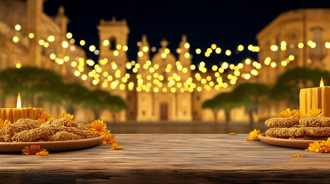 Feast of Saint Agatha, Grand candlelit street celebration honoring Saint Agatha with traditional offerings and decorations