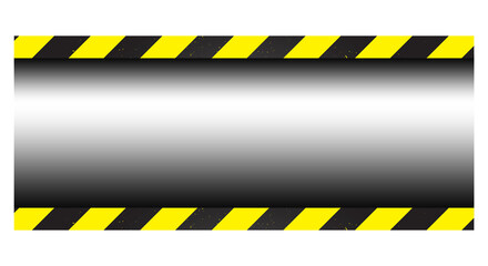 Chrome metallic industrial warning background with black and yellow hazard stripes, shiny steel...