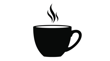 Fototapeta premium a steaming cup of coffee graphic with rising vapor a simple silhouette