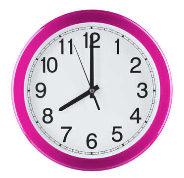 Wall clock isolated on white background. Eight oclock