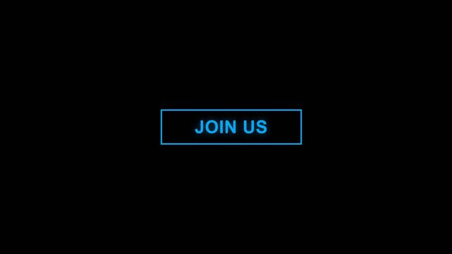 Black Background with Neon Blue Join Us Buttons Symbolizing Digital Membership, Community Engagement, Marketing Campaigns, Digital Advertising, Customer Outreach