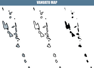 Obraz premium Vanuatu map illustration with various shaded island groups, travel and geography concept