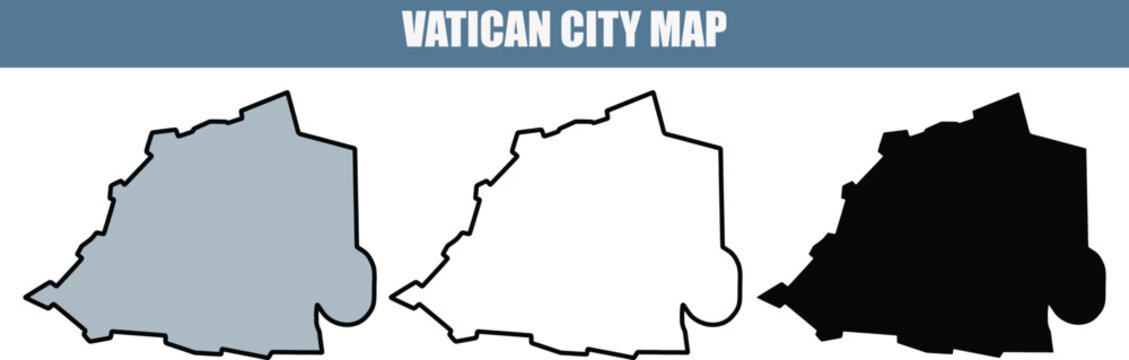 Vatican City map illustration with grey, white, and black silhouettes on a clean white background, ideal for travel and geography projects.