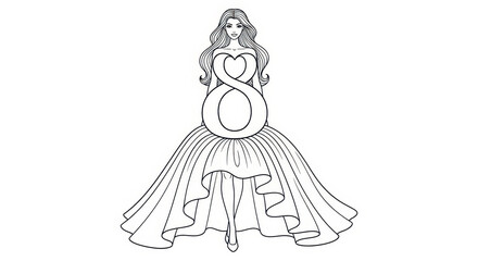 Fototapeta premium Woman Holding Number 8 Symbol