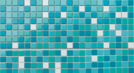 Fototapeta premium Vibrant blue and turquoise mosaic tile pattern background