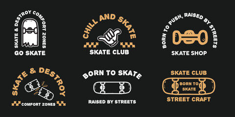 Obraz premium Cool skateboard and gaming doodle vector set for stickers, t-shirts, posters, and other uses.