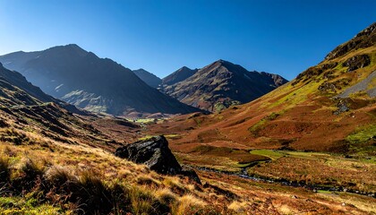 Mountain Landscape with Rolling Hills and Path.