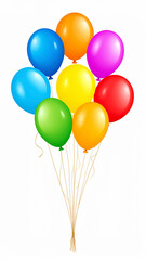 Bunch of colorful balloons isolated on white background.