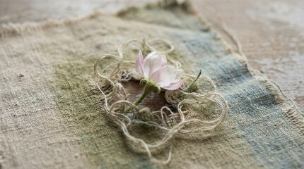 Flower Emerging from Torn Fabric as Time Metaphor