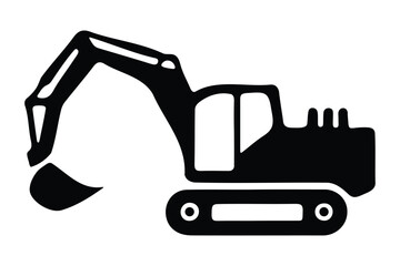 Crawler Excavator Icon of Heavy Duty Construction Machinery and Earth Moving Vehicle