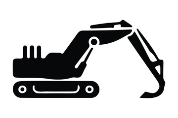 Crawler Excavator Icon of Heavy Duty Mining Machinery and Earth Moving Equipment