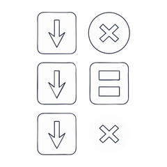 Modern interface icons for download and delete actions in minimalistic design