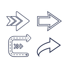 Set of modern arrow icons for navigation and direction