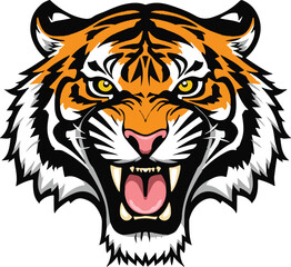 Angry tiger roar vector art for esports tiger head mascot team logo