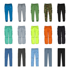 Vector Set of Trousers Cartoon Illustrations