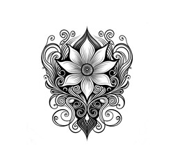 Tattoo  oder Grusskarten Vorlage Blumen Ornament