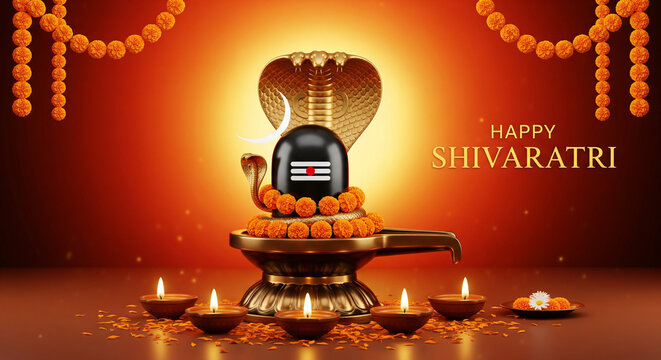 Maha Shivaratri 2026 Lord Shiva Lingam Vector Illustration with Trishul