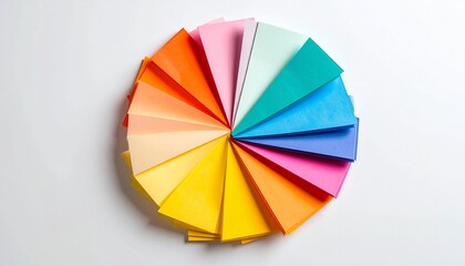 Obraz premium Colorful Paper Wheel Isolated on White Background for Artistic Design Concepts