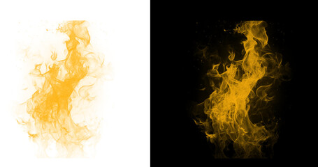 Vibrant yellow smoke or fog isolated on white and black backgrounds isolated on transparent background © BasharCreates