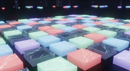 Obraz premium Abstract colorful cubes illuminated with ambient lighting for design projects