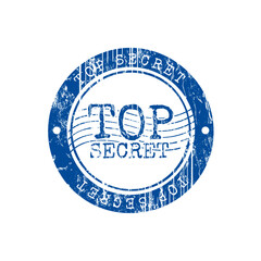 Fototapeta na wymiar Top secret blue rubber stamp.
