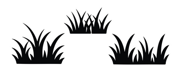 Grass Silhouette Set Black Nature Plant Elements