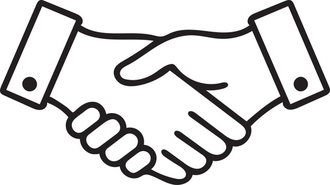 Hand Shake Outline Vector Icon On White Background