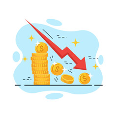 Naklejka premium Financial Loss Graph Downward Trend Vector Illustration Flat Design Vector Empty State UI Concept