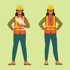 Female Civil Engineer Set, International Women&rsquo;s Day 2026, Give To Gain. Women in STEM, leadership, technical industries, gender equality campaigns.
