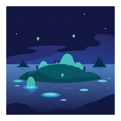 night landscape with moon